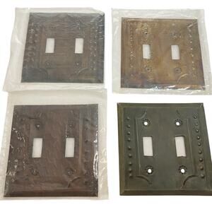 Mexican Tin Double Toggle Square Switch Plate Covers Lot of 4 Rustic Goth NIP